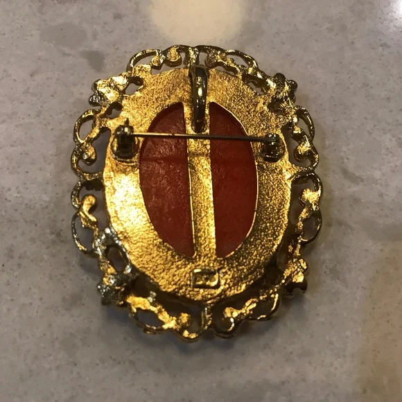 Sarah Cov unique vintage mother & child cameo brooch / pendant - Picture 6 of 10